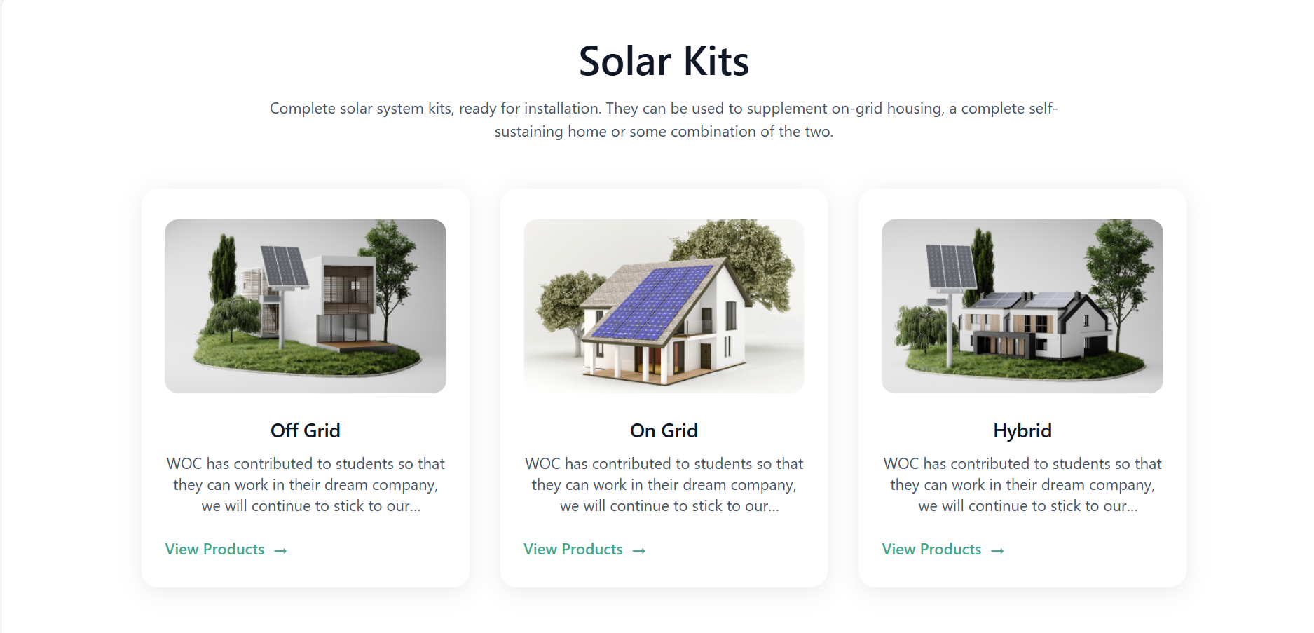 Solar panel product showcase